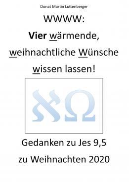 Reihe 1, 005, Predigt zu Jes 9,(1-)5, für 4. Advent und Weihnachten 2020